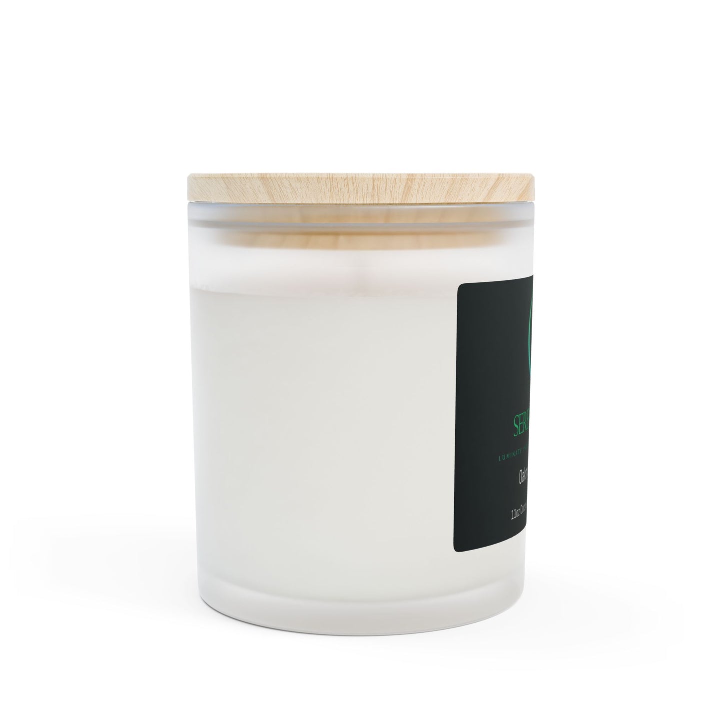 Oakmoss & Amber Frosted Glass Candle with a unique wooden wick and lid. This is a warm, woody, and earthy blend infused with notes of sage and orange. Perfect for an elegant evening.