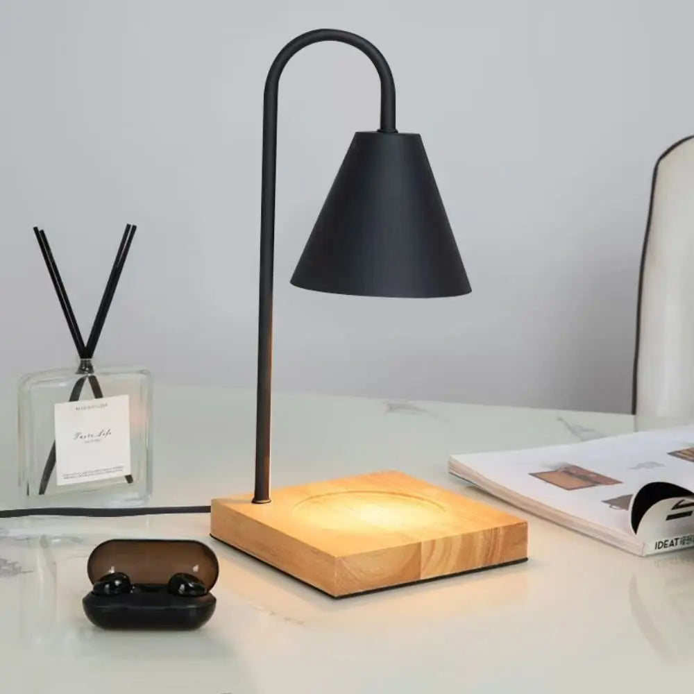 Aroma Diffuser Candle Warmer Lamp Desk Lamp Solid Wood Base Candle Melt Warmer Aromatherapy EU Plug Candle Heating Lamp Indoor