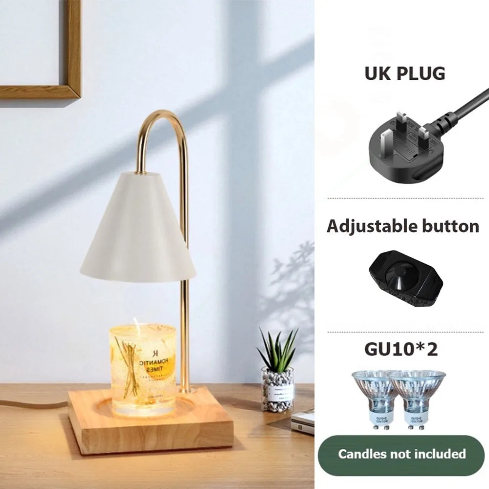 Aroma Diffuser Candle Warmer Lamp Desk Lamp Solid Wood Base Candle Melt Warmer Aromatherapy EU Plug Candle Heating Lamp Indoor