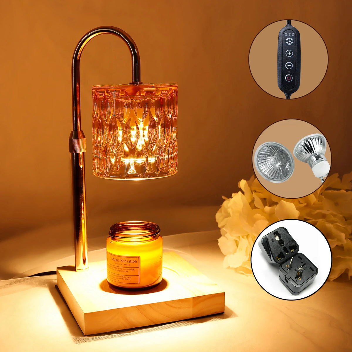 Candle Warmer Lamp, Electric Dimmable Wax Melt Warmer, Adjustable with Timer for Scented Wax Jar Candles.