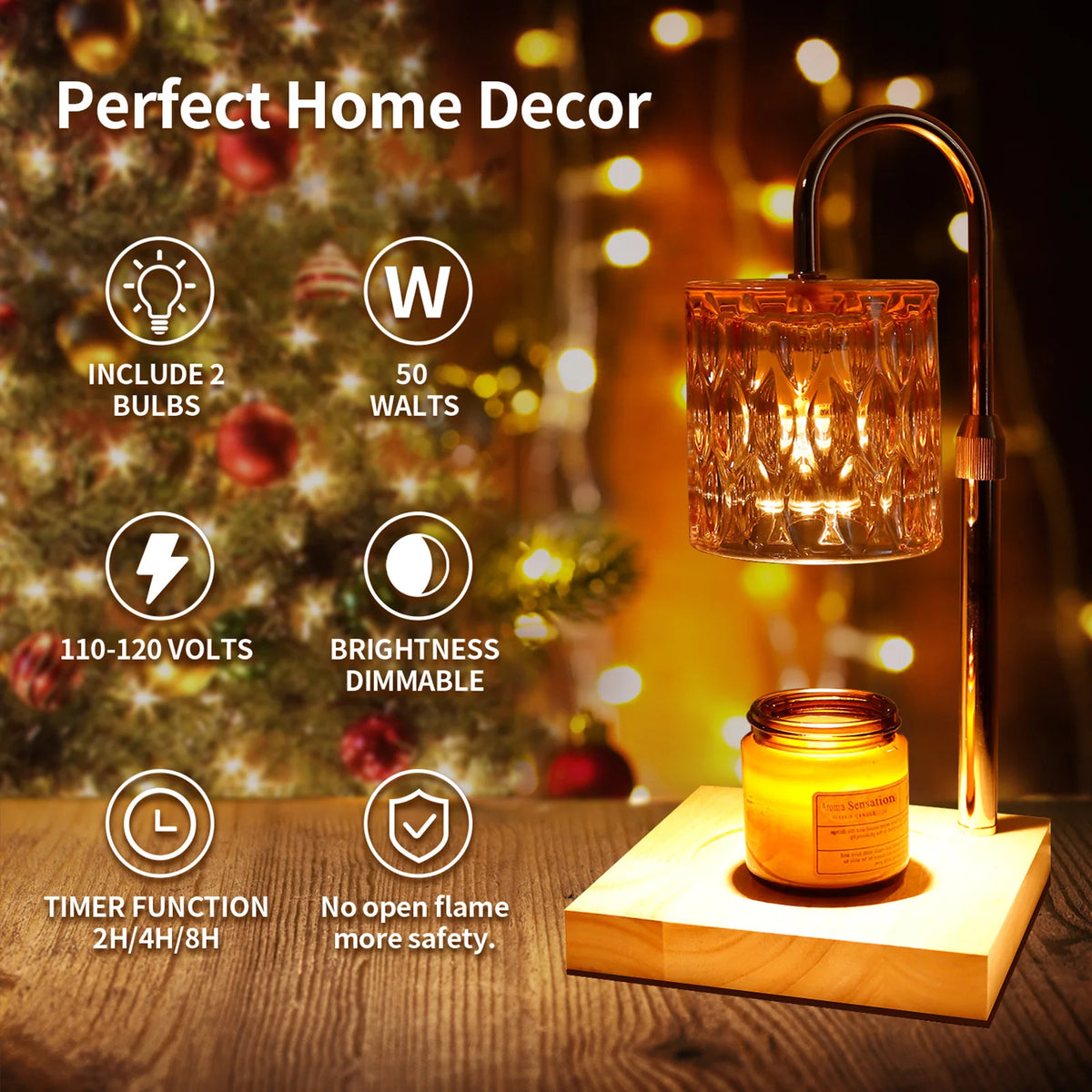 Candle Warmer Lamp, Electric Dimmable Wax Melt Warmer, Adjustable with Timer for Scented Wax Jar Candles.
