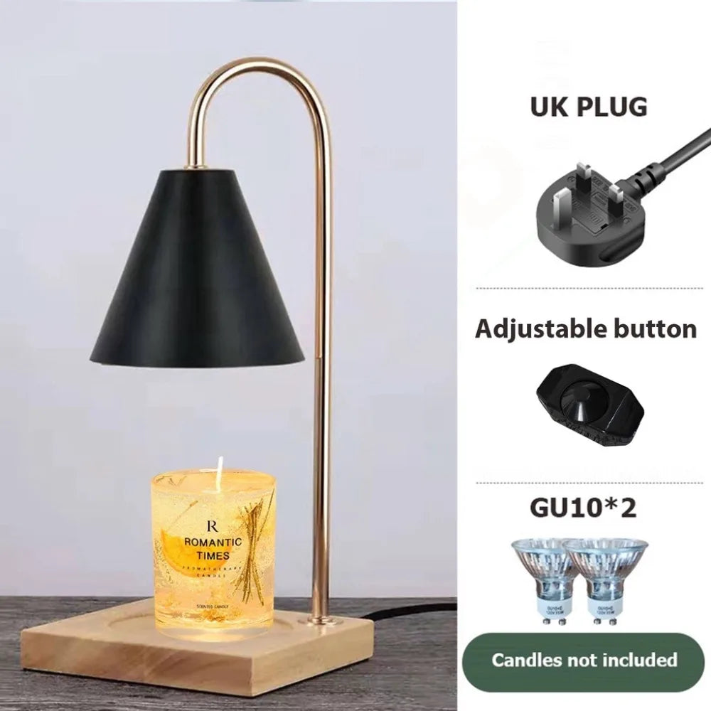 Aroma Diffuser Candle Warmer Lamp Desk Lamp Solid Wood Base Candle Melt Warmer Aromatherapy EU Plug Candle Heating Lamp Indoor