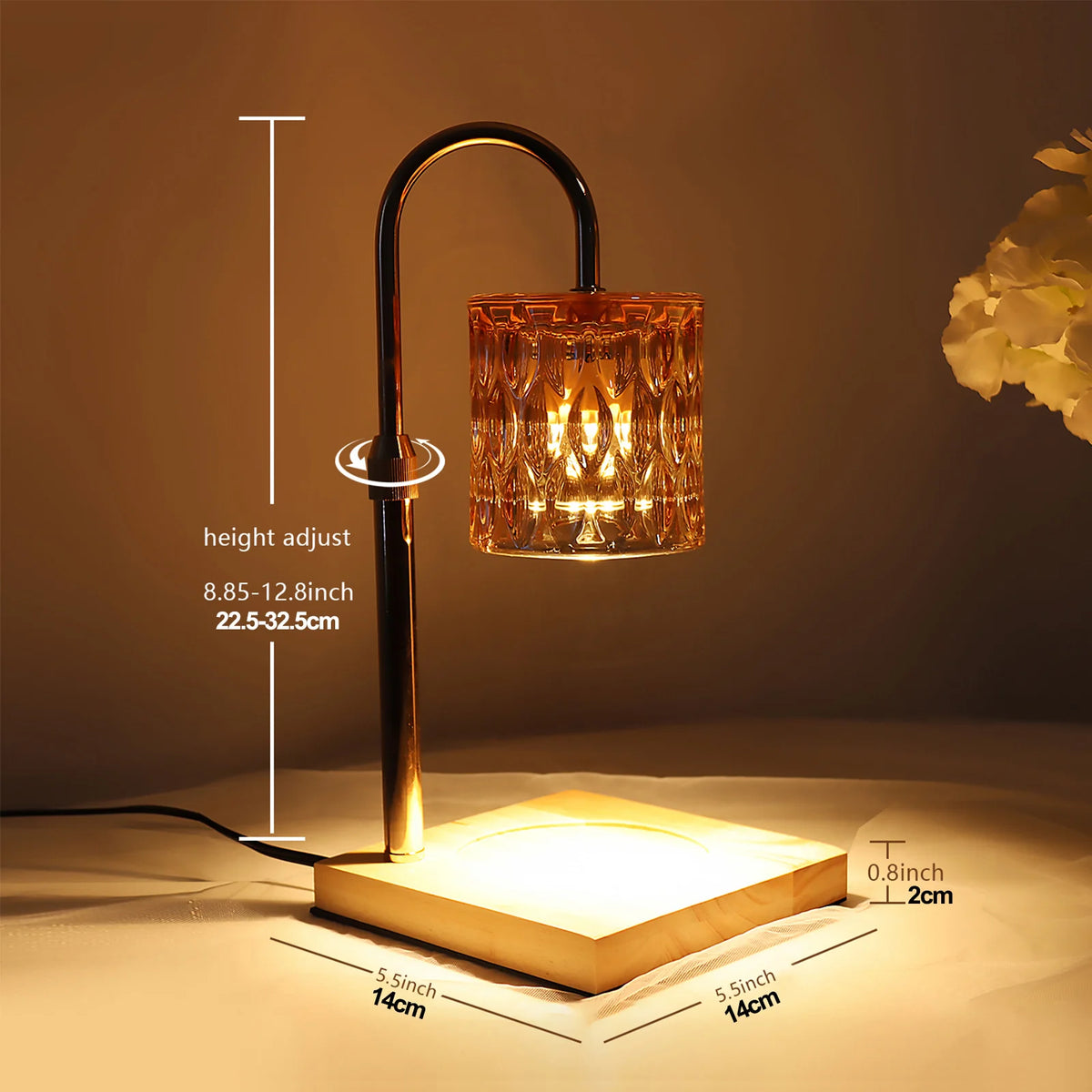 Candle Warmer Lamp, Electric Dimmable Wax Melt Warmer, Adjustable with Timer for Scented Wax Jar Candles.