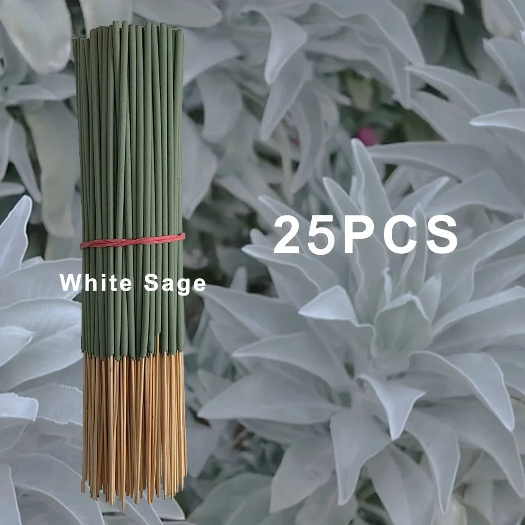 25/50pcs White Sage Incense Sticks, 8.66inch Suitable for Yoga and Meditation, Purifies the Mind and Eliminates Negative Energy