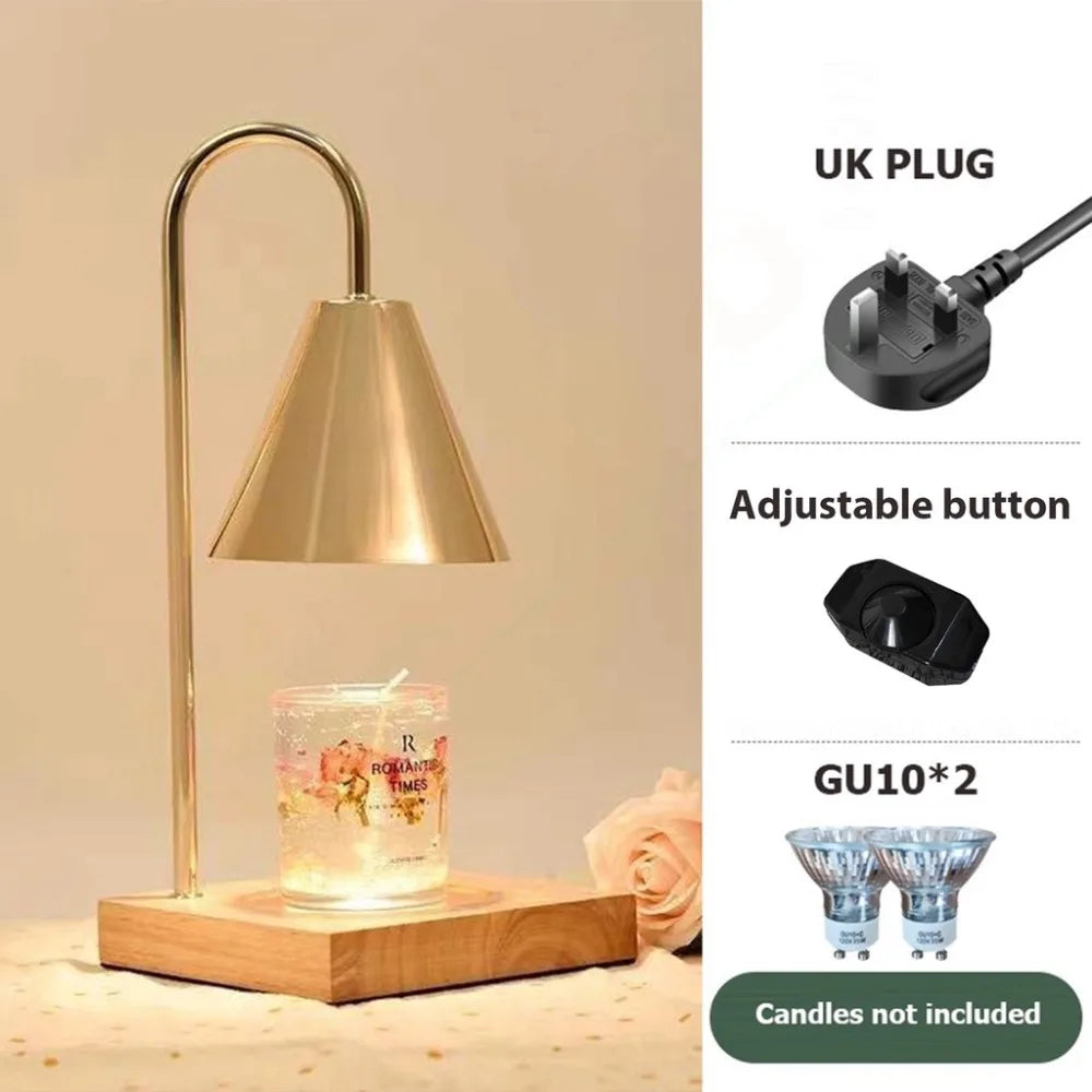 Aroma Diffuser Candle Warmer Lamp Desk Lamp Solid Wood Base Candle Melt Warmer Aromatherapy EU Plug Candle Heating Lamp Indoor