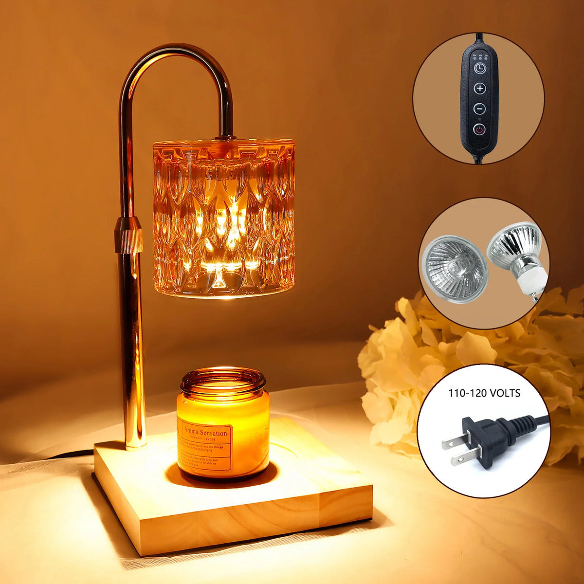 Candle Warmer Lamp, Electric Dimmable Wax Melt Warmer, Adjustable with Timer for Scented Wax Jar Candles.