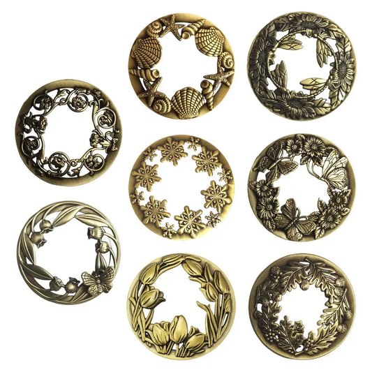 Vintage Flower Patterns Candle Jar Cover Lid Retro Style Decorative Candles Incense Topper Cap Hollow Out Metal Shade Sleeves