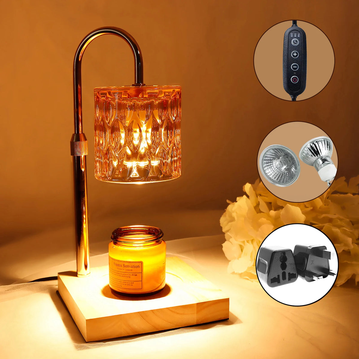 Candle Warmer Lamp, Electric Dimmable Wax Melt Warmer, Adjustable with Timer for Scented Wax Jar Candles.