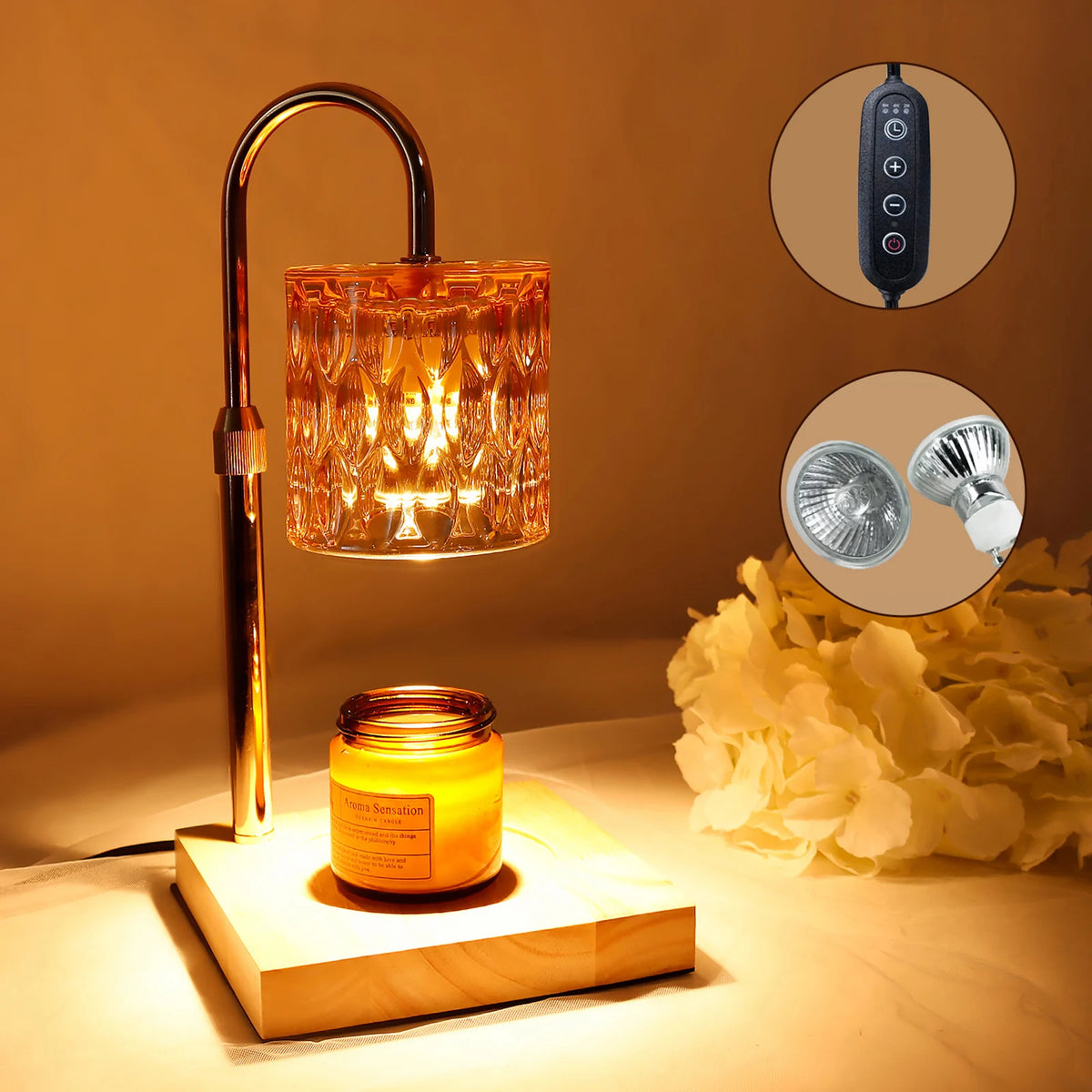 Candle Warmer Lamp, Electric Dimmable Wax Melt Warmer, Adjustable with Timer for Scented Wax Jar Candles.