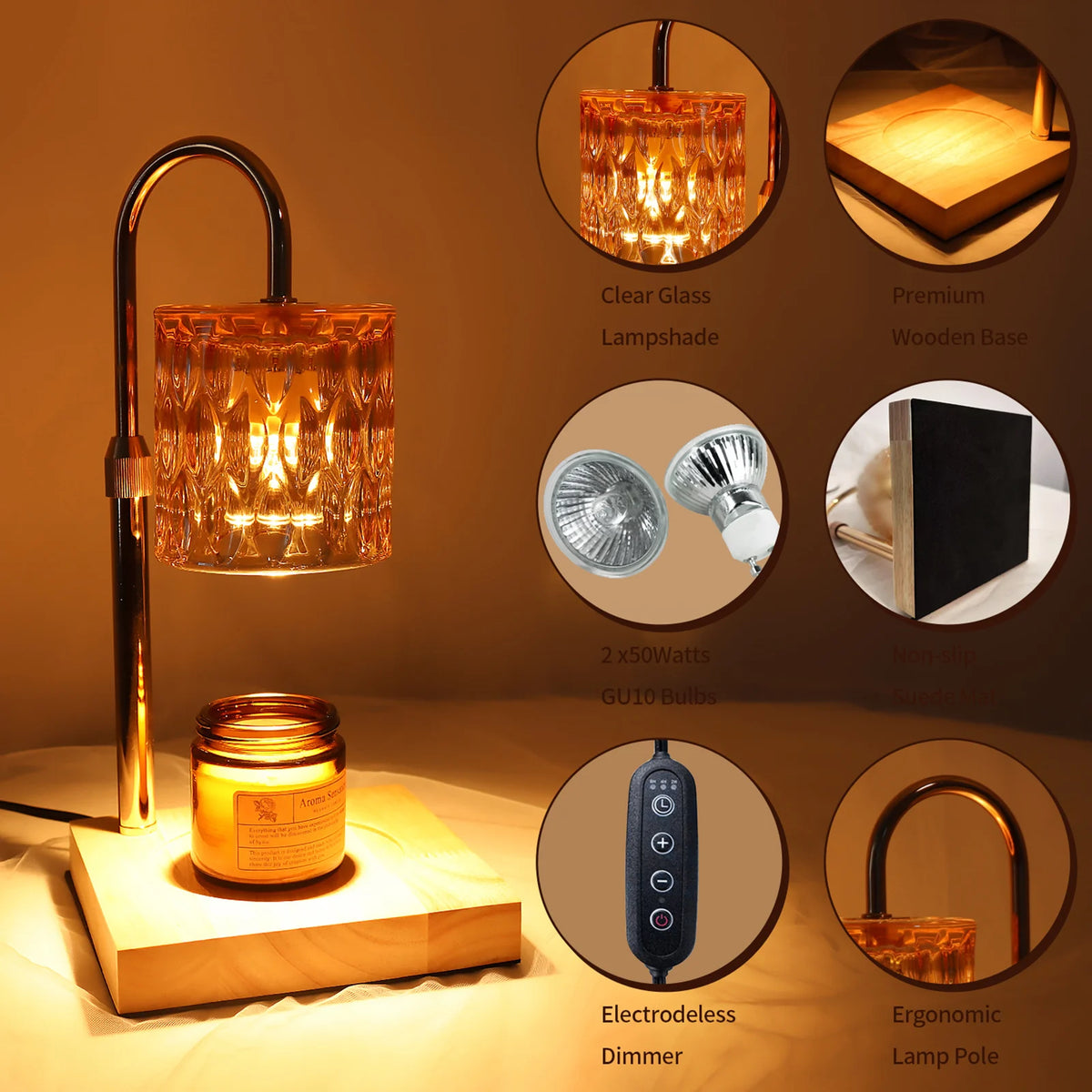 Candle Warmer Lamp, Electric Dimmable Wax Melt Warmer, Adjustable with Timer for Scented Wax Jar Candles.