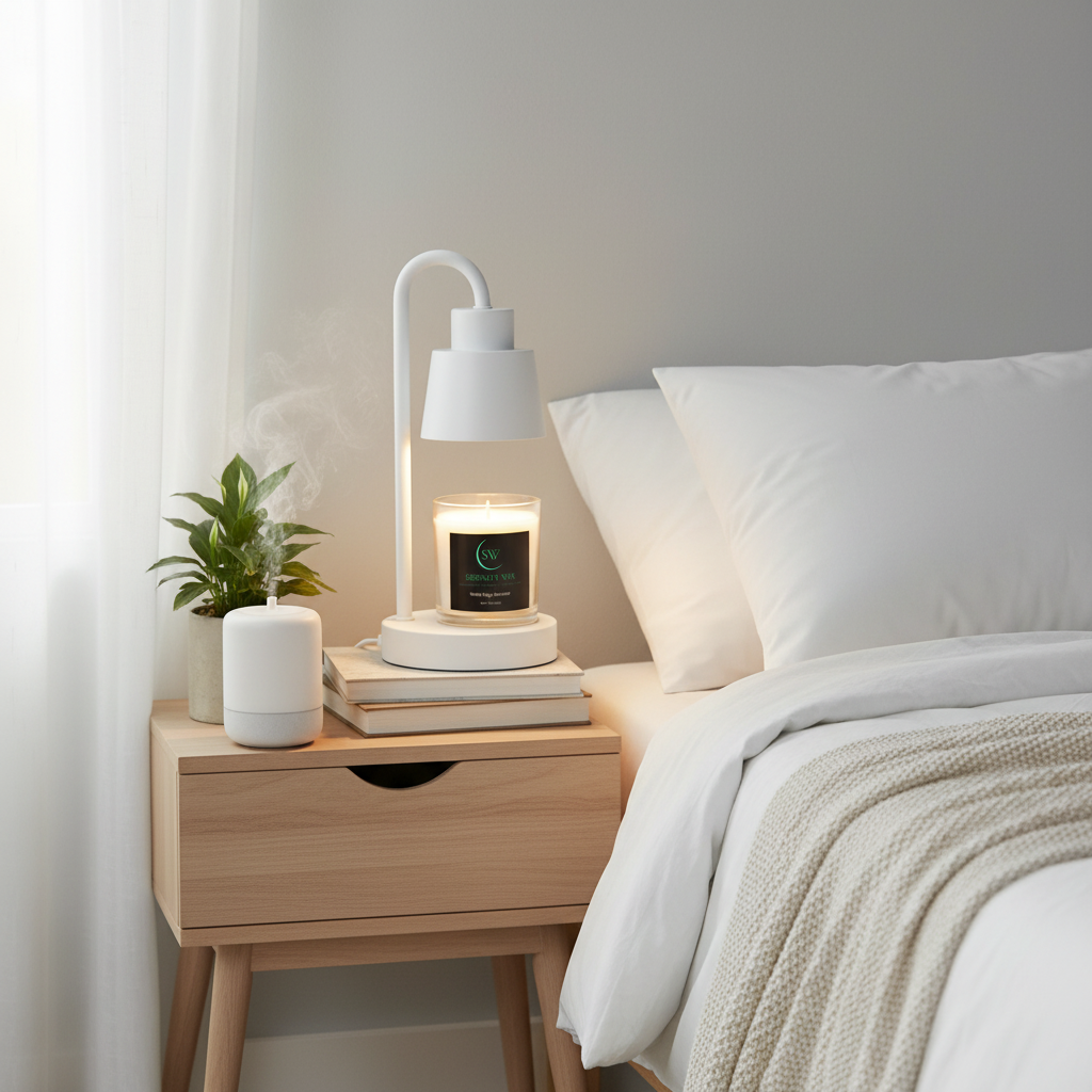 Bedside Lamp Color 1 with White Sage Lavender - Serene Wellness Setting
