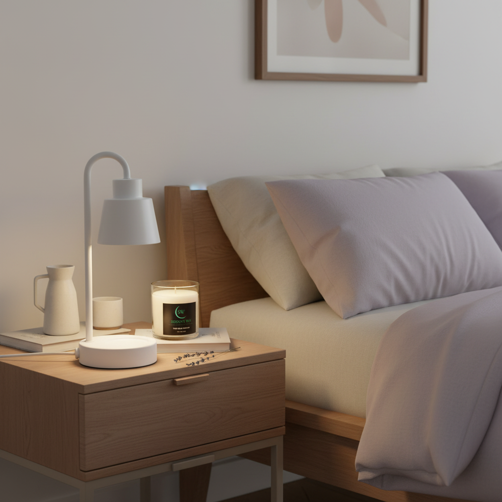 Bedside Lamp Color 2 with White Sage Lavender - Modern Tranquil Setting