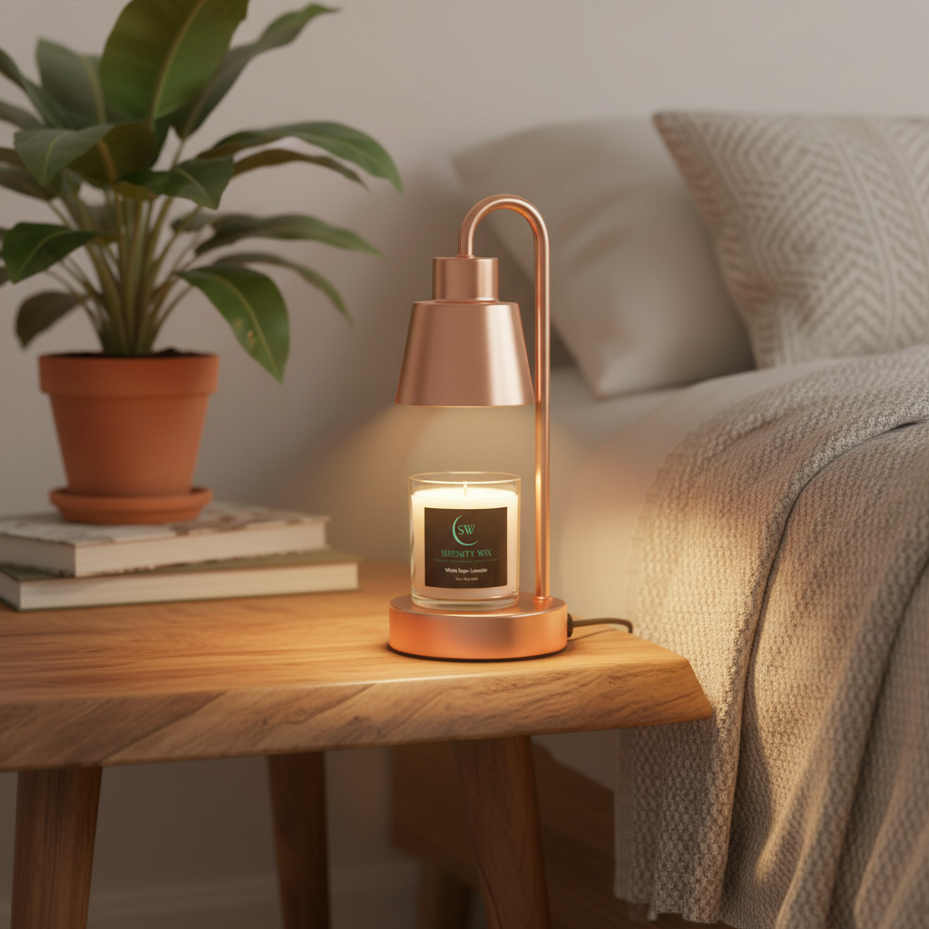 Bedside Lamp Color 3 with White Sage Lavender - Cozy Meditation Setting