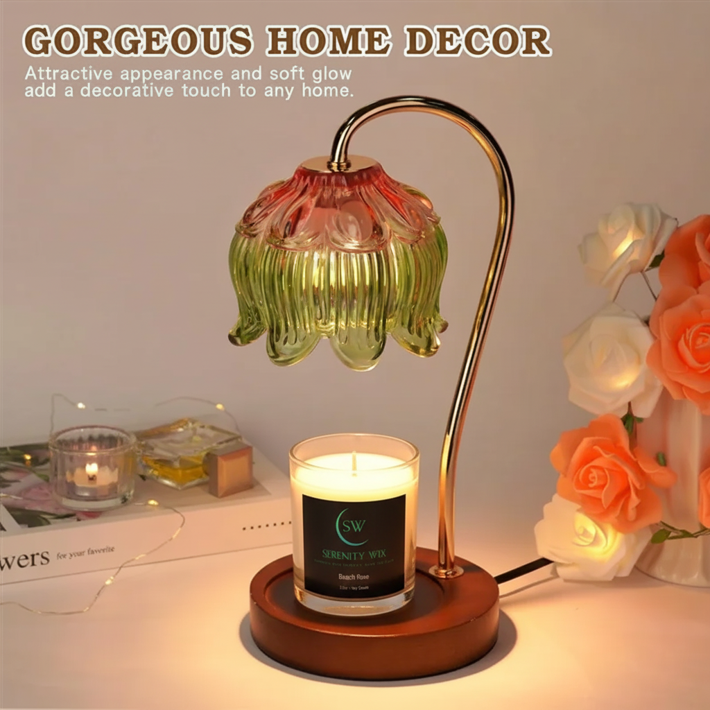 Candle Warmer Lamp with Beach Rose Candle - Version 2