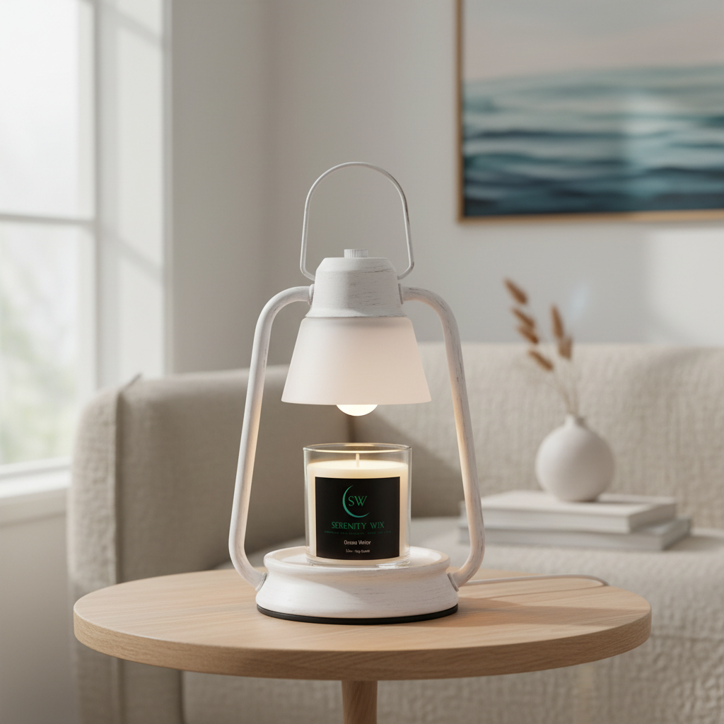 Nordic White Lamp with Ocean Water - Lifestyle Setting